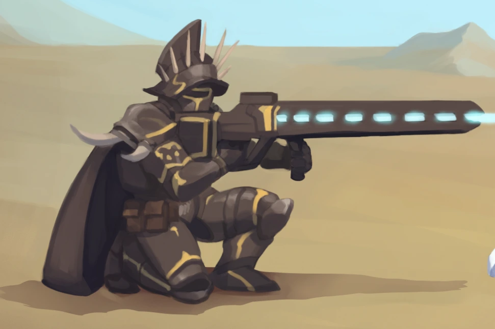 Velroy kneeling down preparing for battle